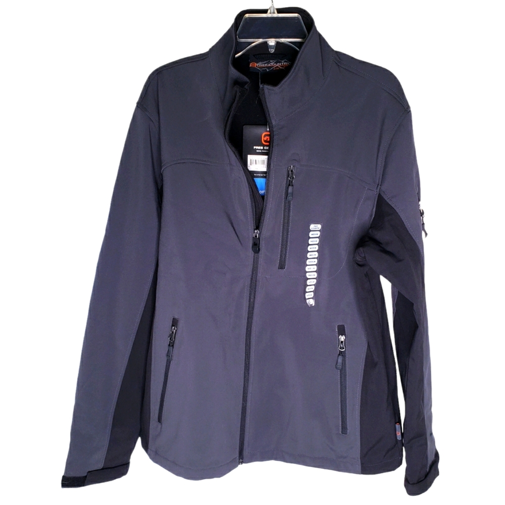 Free Country Mens Soft Shell Grey/Black Jacket Size Medium NWT